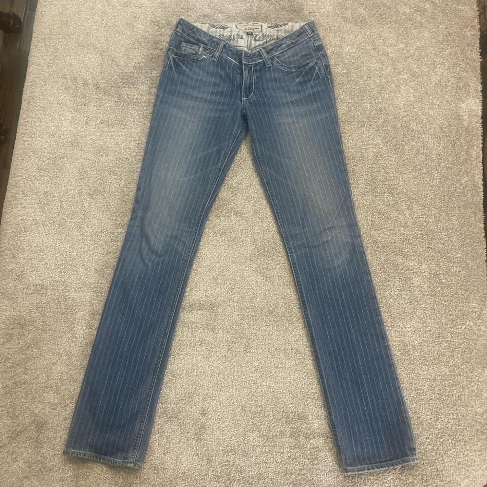 J & Company Los Angeles Skinny Pinstripe Low-Rise Y2K Jeans Women's Denim